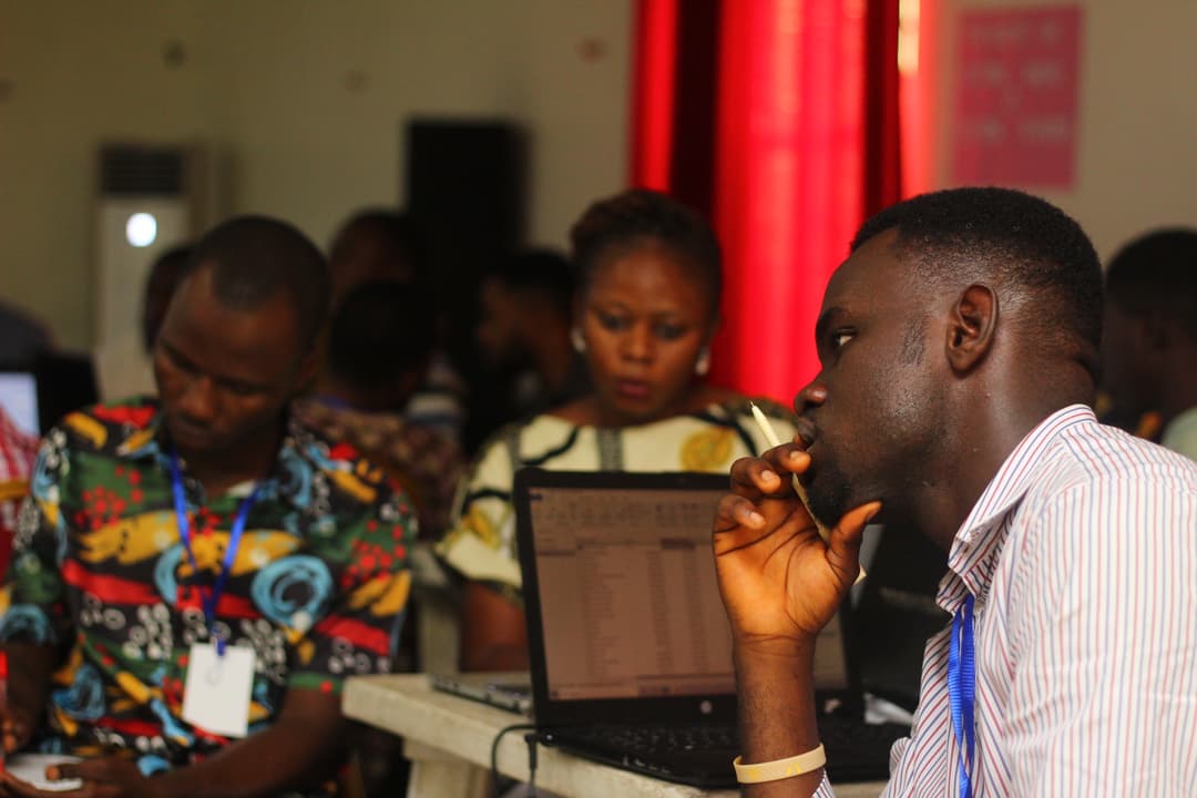 Person learning with laptop